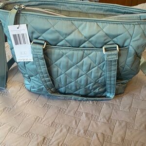 Quilted Sage green Olive Leaf multi strap shoulder Bag